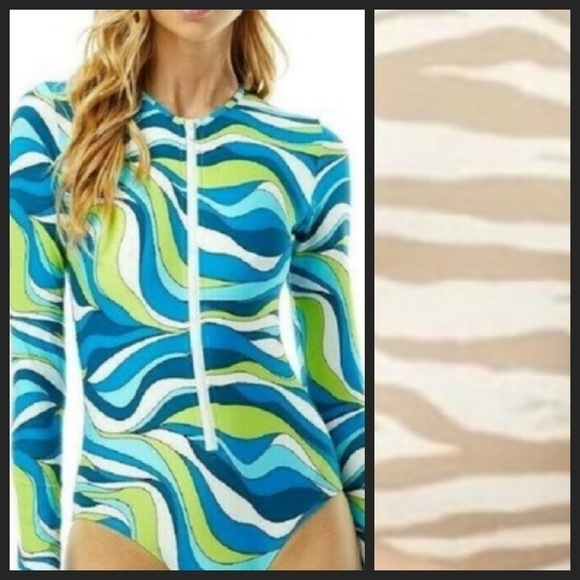 MICHAEL Michael Kors Other - NEW! MICHAEL KORS Zebra Animal Print LS One-Piece Rash Guard Style Swimsuit 4.